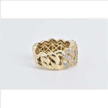14K 1.75 Ctw Baguette Diamond Men's Chain Fashion Yellow Gold Ring, Size 10
