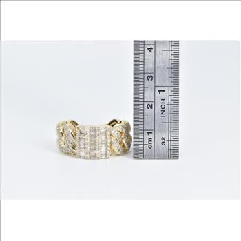 14K 1.75 Ctw Baguette Diamond Men's Chain Fashion Yellow Gold Ring, Size 10