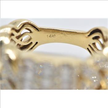 14K 1.75 Ctw Baguette Diamond Men's Chain Fashion Yellow Gold Ring, Size 10