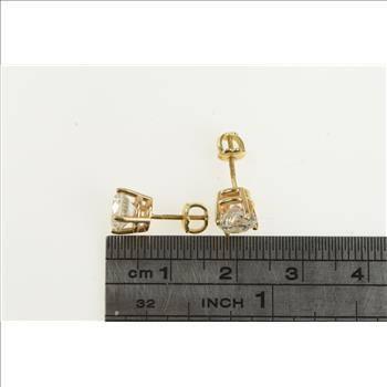 14K 1.75 Ctw Diamond Solitaire Classic Stud Yellow Gold Earrings, Size 8.5