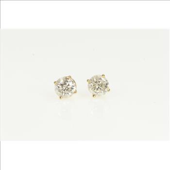 14K 1.75 Ctw Diamond Solitaire Classic Stud Yellow Gold Earrings, Size 8.5