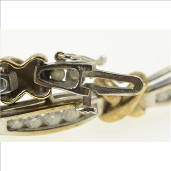 14K 1.75 Ctw Diamond Two Tone X Link Tennis White Gold Bracelet 6.75