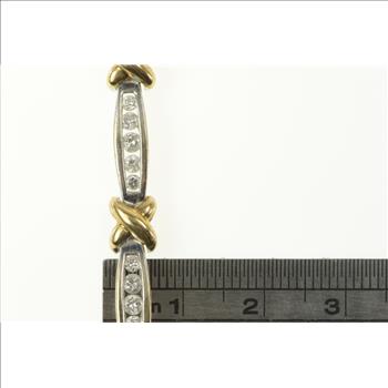 14K 1.75 Ctw Diamond Two Tone X Link Tennis White Gold Bracelet 6.75