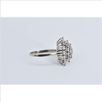 14K 1.75 Ctw Natural Diamond Marquise Cluster White Gold Ring, Size 5.5
