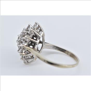 14K 1.75 Ctw Natural Diamond Marquise Cluster White Gold Ring, Size 5.5