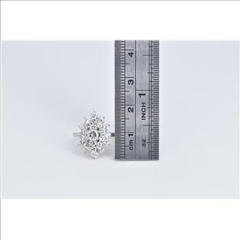 14K 1.75 Ctw Natural Diamond Marquise Cluster White Gold Ring, Size 5.5