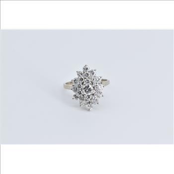14K 1.75 Ctw Natural Diamond Marquise Cluster White Gold Ring, Size 5.5
