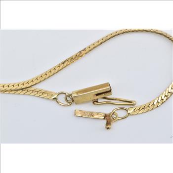 14K 1.7mm Herringbone Link Fancy Chain Yellow Gold Necklace 18.75