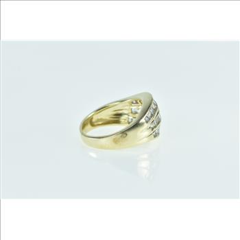 14K 1.80 Ctw Baguette Diamond Wavy Band Yellow Gold Ring, Size 6.25