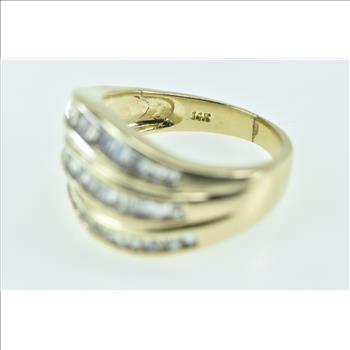 14K 1.80 Ctw Baguette Diamond Wavy Band Yellow Gold Ring, Size 6.25