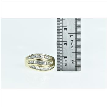 14K 1.80 Ctw Baguette Diamond Wavy Band Yellow Gold Ring, Size 6.25