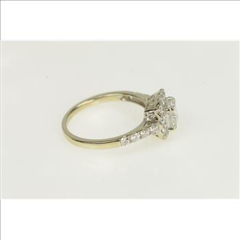 14K 1.81 Ctw Cushion Diamond Halo Engagement White Gold Ring, Size 8