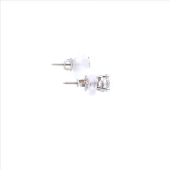 14K 1.83 Ctw Diamond Solitaire Screw Back Stud White Gold Earrings