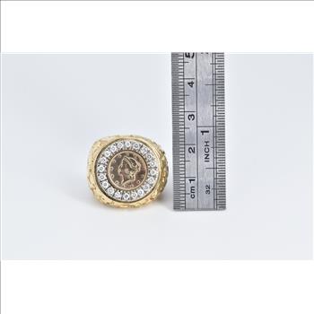 14K 1849-O Gold $1 Coin Natural Diamond Nugget Yellow Gold Ring, Size 8.25