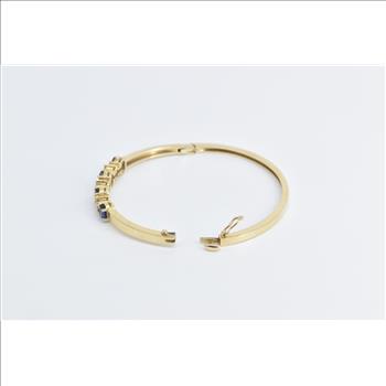 14K 1.85 Ctw Syn. Sapphire Diamond Oval Bangle Yellow Gold Bracelet 6.75