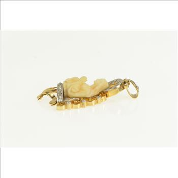 14K 1850's Virgin Mary Diamond Antique Yellow Gold Pendant
