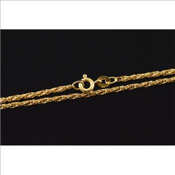 14K 1.8mm Rope Link Chain Yellow Gold Necklace 23.5