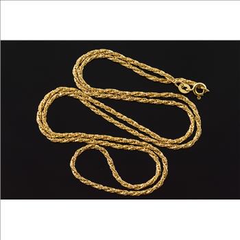 14K 1.8mm Rope Link Chain Yellow Gold Necklace 23.5