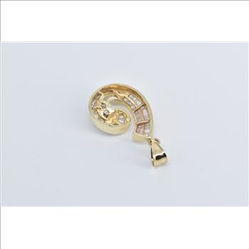 14K 1.90 Ctw Baguette Natural Diamond Curved Yellow Gold Pendant