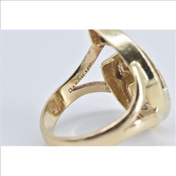 14K 1.90 Ctw Baguette & Round Diamond Loop Yellow Gold Ring, Size 9.5
