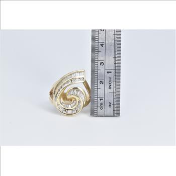 14K 1.90 Ctw Baguette & Round Diamond Loop Yellow Gold Ring, Size 9.5
