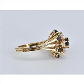 14K 1.90 Ctw Sapphire Natural Diamond Cocktail Yellow Gold Ring, Size 6