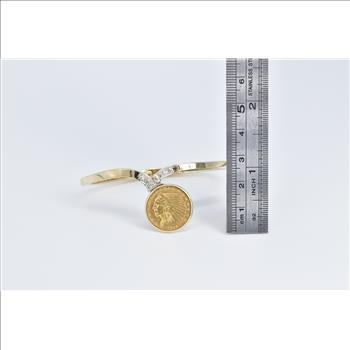 14K 1914 Indian Head $2.50 Gold Coin Diamond Yellow Gold Bracelet 6.25