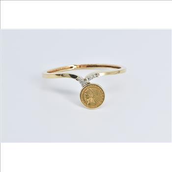 14K 1914 Indian Head $2.50 Gold Coin Diamond Yellow Gold Bracelet 6.25