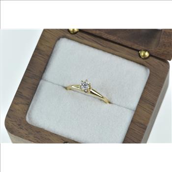 14K 1918 0.21 Ct Classic Solitaire Engagement Yellow Gold Ring, Size 6