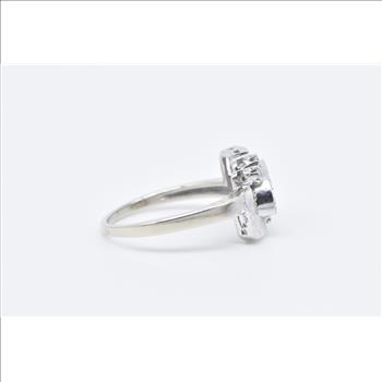 14K 1930's 0.33 Ctw Diamond Bypass Engagement White Gold Ring, Size 9.75