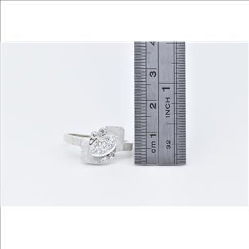 14K 1930's 0.33 Ctw Diamond Bypass Engagement White Gold Ring, Size 9.75