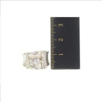 14K 1930's 0.61 Ctw Old European Diamond Buckle White Gold Ring, Size 5