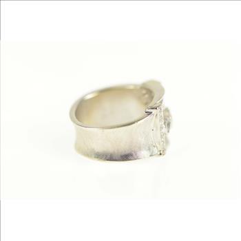 14K 1930's 0.61 Ctw Old European Diamond Buckle White Gold Ring, Size 5