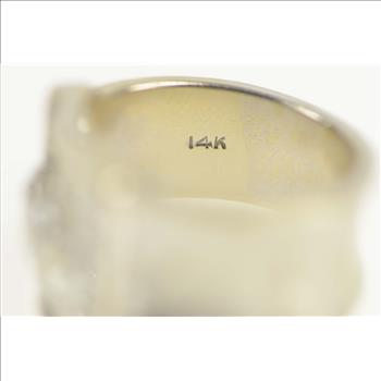 14K 1930's 0.61 Ctw Old European Diamond Buckle White Gold Ring, Size 5