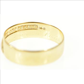 14K 1930's Worn Yod Masonic Symbol Men's Band Yellow Gold Ring, Size 12.5