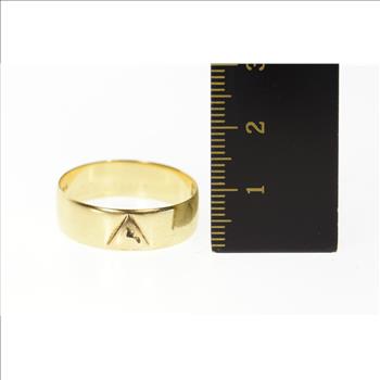 14K 1930's Worn Yod Masonic Symbol Men's Band Yellow Gold Ring, Size 12.5