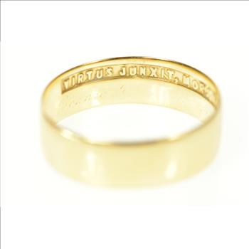 14K 1930's Worn Yod Masonic Symbol Men's Band Yellow Gold Ring, Size 12.5