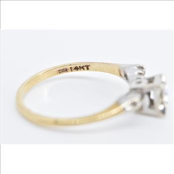 14K 1940's 0.23 Ctw Diamond Promise Engagement Yellow Gold Ring, Size 6.5