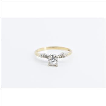 14K 1940's 0.23 Ctw Diamond Promise Engagement Yellow Gold Ring, Size 6.5