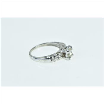 14K 1940's 0.41 Ctw Diamond Classic Engagement White Gold Ring, Size 5.25