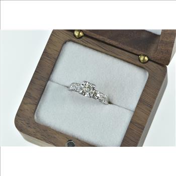 14K 1940's 0.41 Ctw Diamond Classic Engagement White Gold Ring, Size 5.25