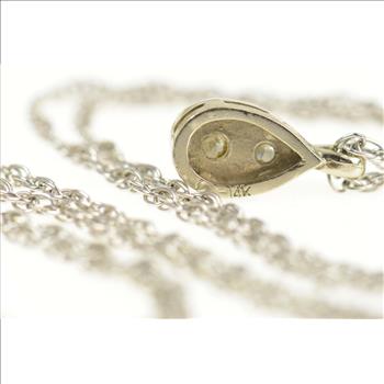 14K 1940's 0.42 Ctw Pear Tear Drop Rolling Chain White Gold Necklace 16.75