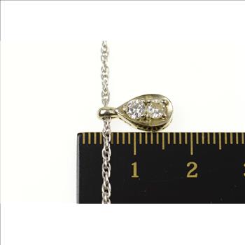 14K 1940's 0.42 Ctw Pear Tear Drop Rolling Chain White Gold Necklace 16.75