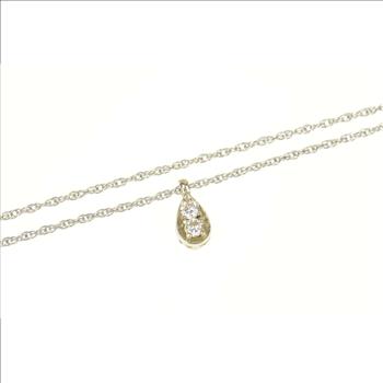 14K 1940's 0.42 Ctw Pear Tear Drop Rolling Chain White Gold Necklace 16.75