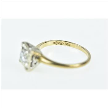 14K 1940's 0.47 Ct Diamond Engagement Yellow Gold Ring, Size 6.75