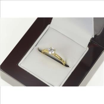 14K 1940's 0.49 Ct Diamond Solitaire Engagement Yellow Gold Ring, Size 5.5