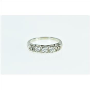 14K 1940's 0.73 Ctw OEC Diamond Vintage Wedding White Gold Ring, Size 5.5