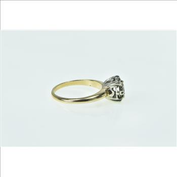 14K 1940's Diamond Squared Cluster Engagement Yellow Gold Ring, Size 5