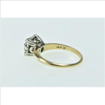 14K 1940's Diamond Squared Cluster Engagement Yellow Gold Ring, Size 5