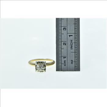 14K 1940's Diamond Squared Cluster Engagement Yellow Gold Ring, Size 5
